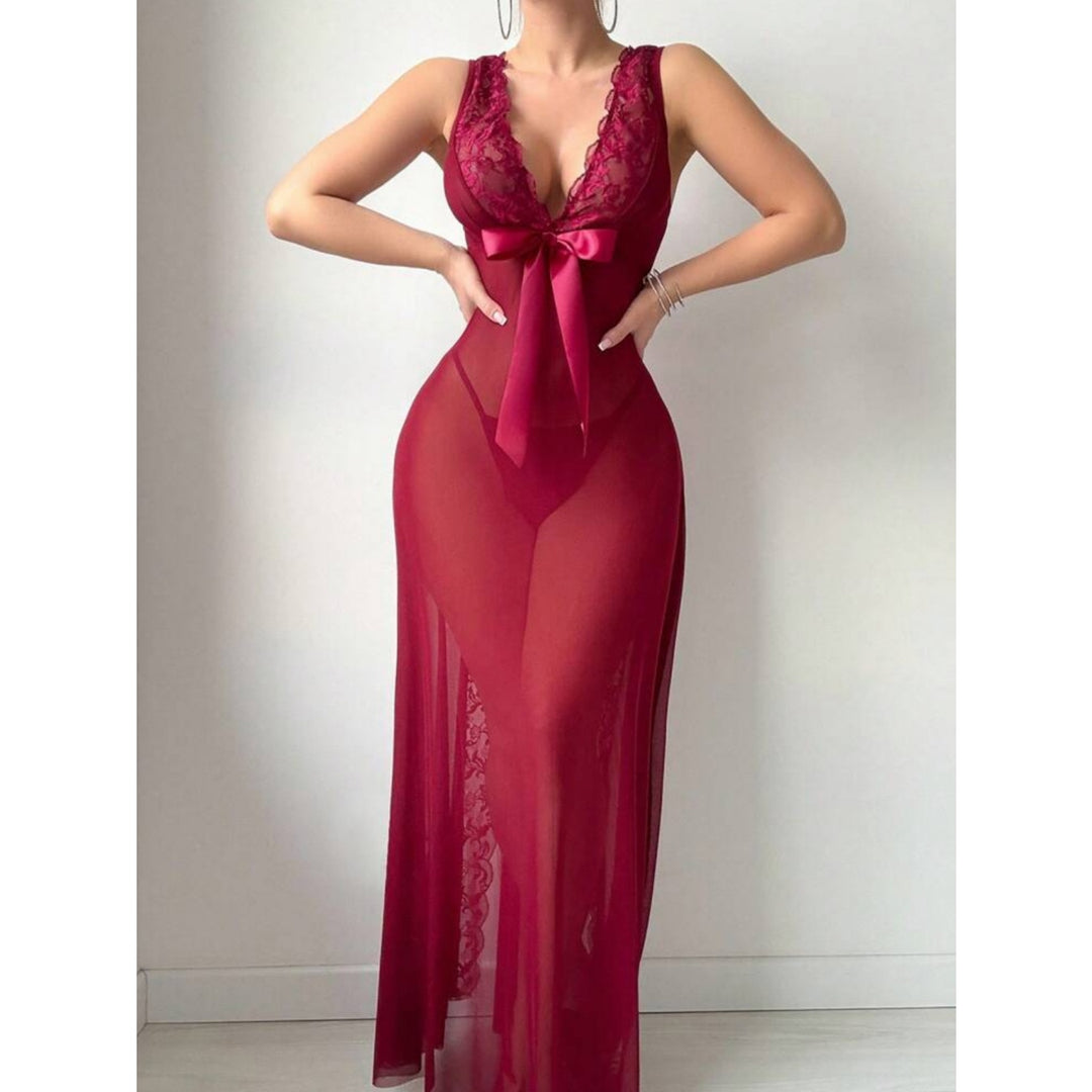 Eyelash Lace High-Slit Sheer Nightgown