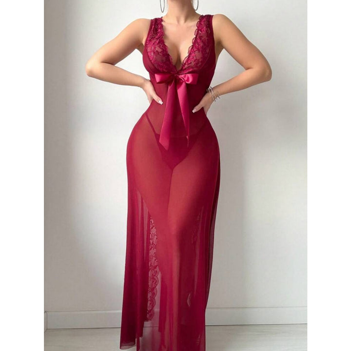 Eyelash Lace High-Slit Sheer Nightgown