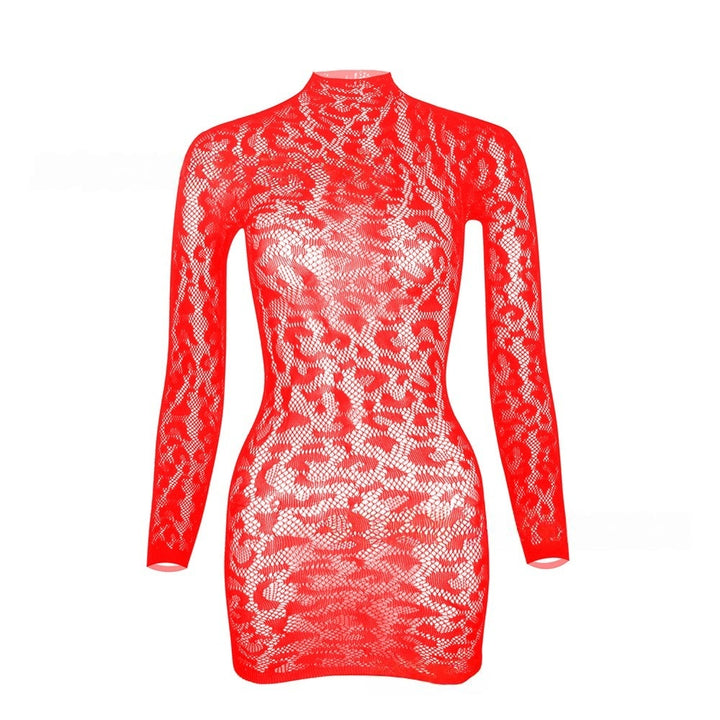 Leopard Lace Mesh Mini Dress