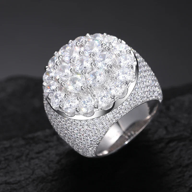 Gold and silver dual color luxurious full diamond three-dimensional ring