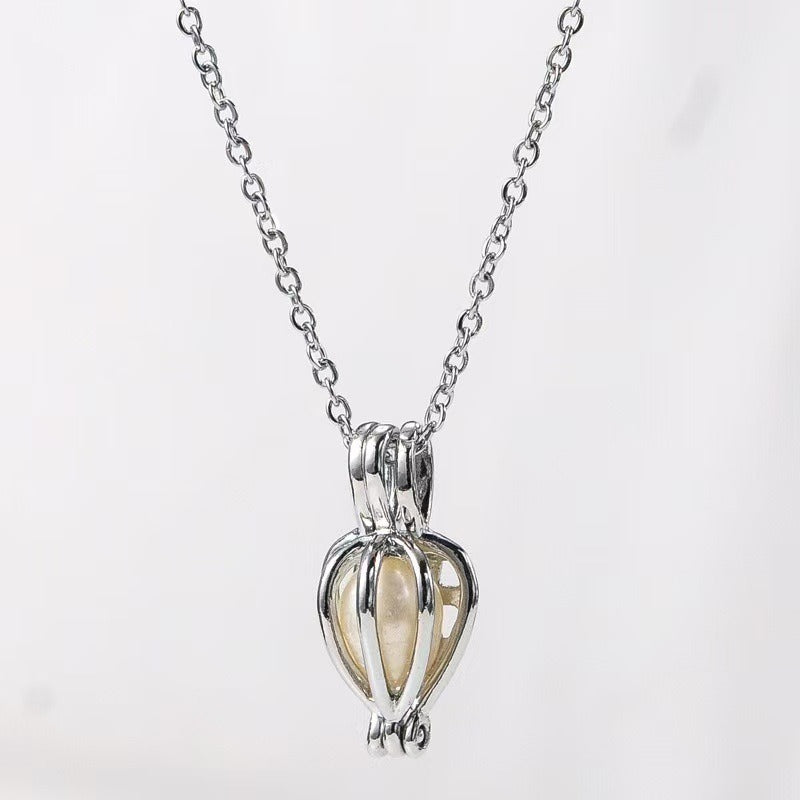 18K Gold/Silver Openable Birdcage Pearl Necklace - Light Luxury Niche Hidden-Item Pendant Choker