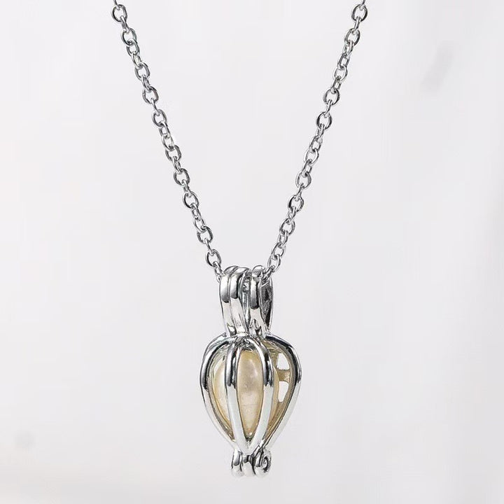 18K Gold/Silver Openable Birdcage Pearl Necklace - Light Luxury Niche Hidden-Item Pendant Choker