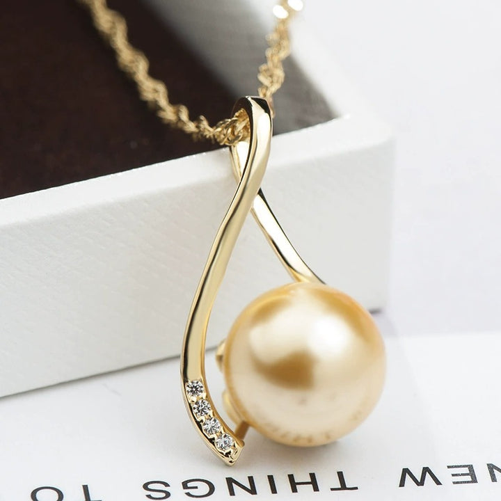 S925 Silver Two-Tone Pearl Pendant Necklace - Light Luxury Minimalist Diamond Accent Choker