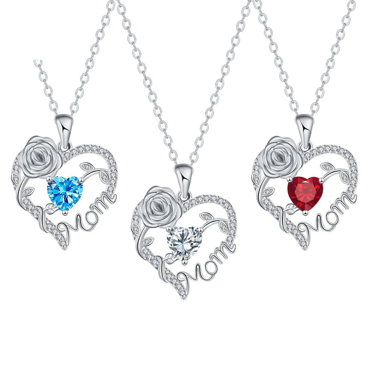 Heart Rose Mom Multi-Color Gem Necklace Light Luxury Memorial Choker