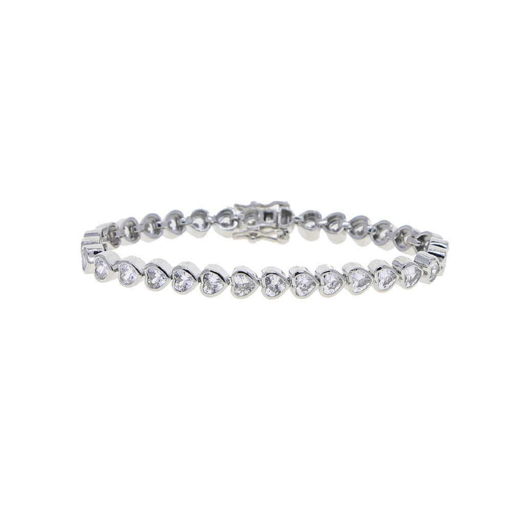 Heart-Shaped Diamond Bracelet (Gold/Silver/Rose Gold, A Sweet and Shining Choice)
