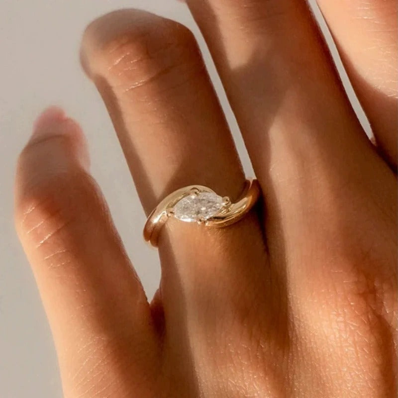 18K Gold & White Gold Marquise Diamond Ring