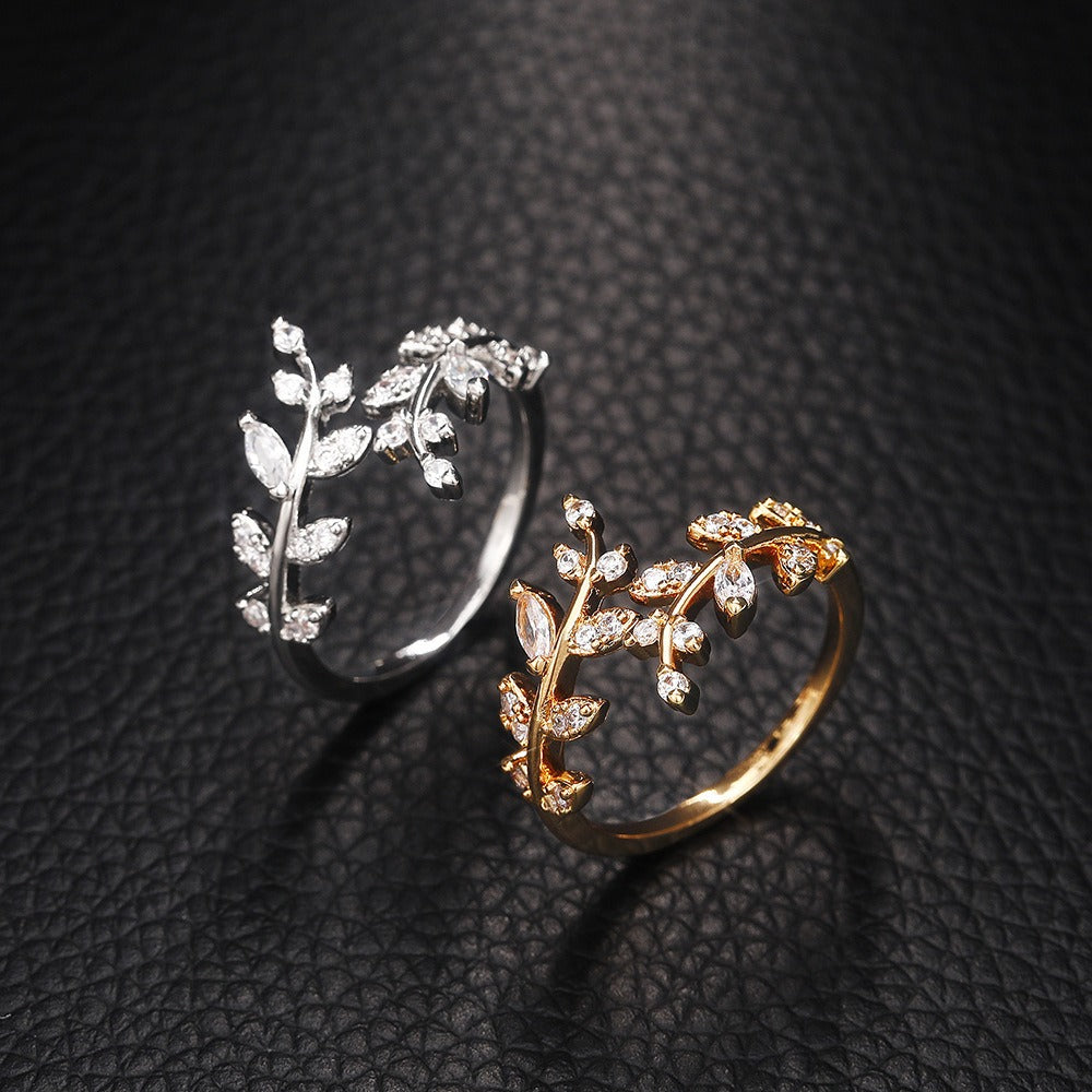 Vine Starburst 18K Gold Diamond Open Ring｜Natural Texture for Finger Elegance（Free shipping on orders of two or more items）