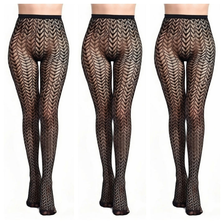 High-Waist Wheat Ear Herringbone Fishnet Pantyhose