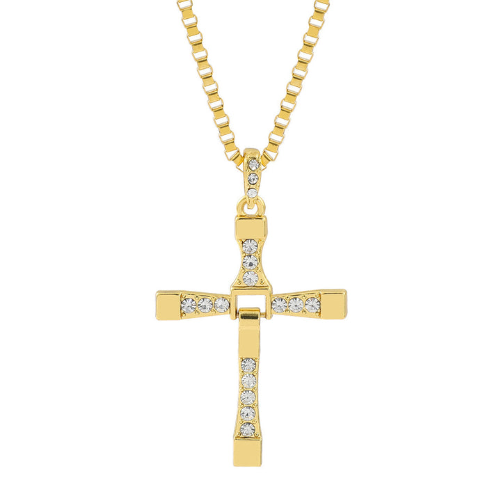 Luxurious Diamond-Inlaid Cross Necklace