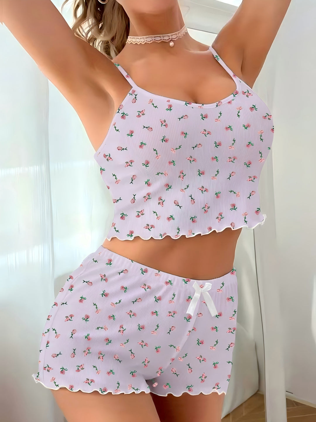 Sexy Floral Cami Pajama Set
