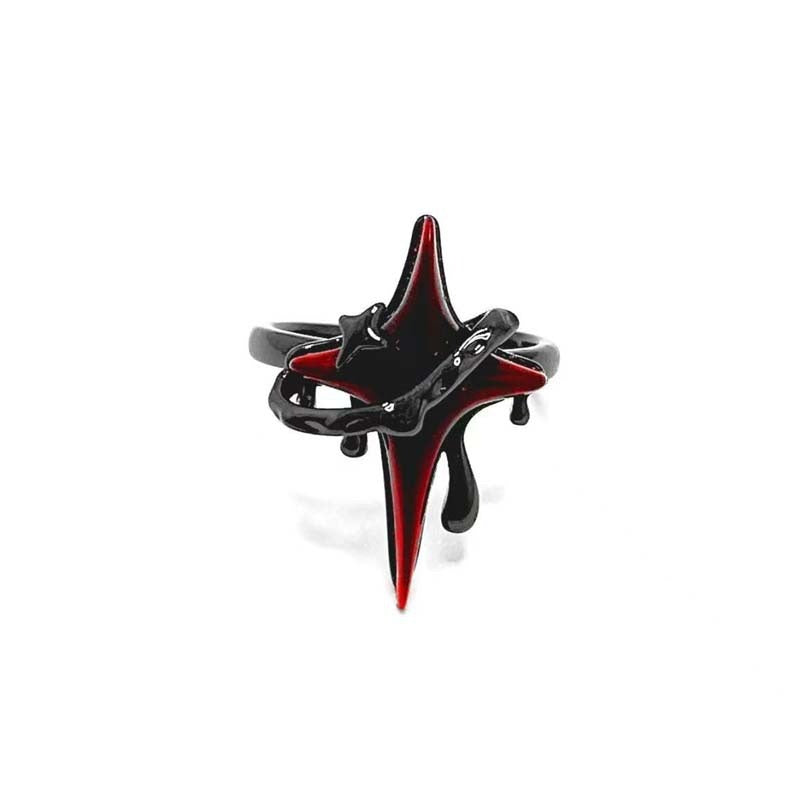 Gothic Dark Red & Black Open Ring - Multi-Style (Thorn/Butterfly/Star) Statement Band