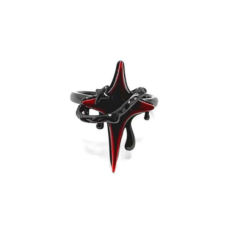 Gothic Dark Red & Black Open Ring - Multi-Style (Thorn/Butterfly/Star) Statement Band