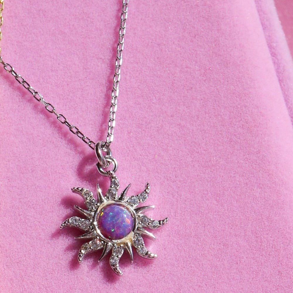 S925 Silver 18K Gold Dual-Color Moon & Sun God Diamond-Paved Necklace