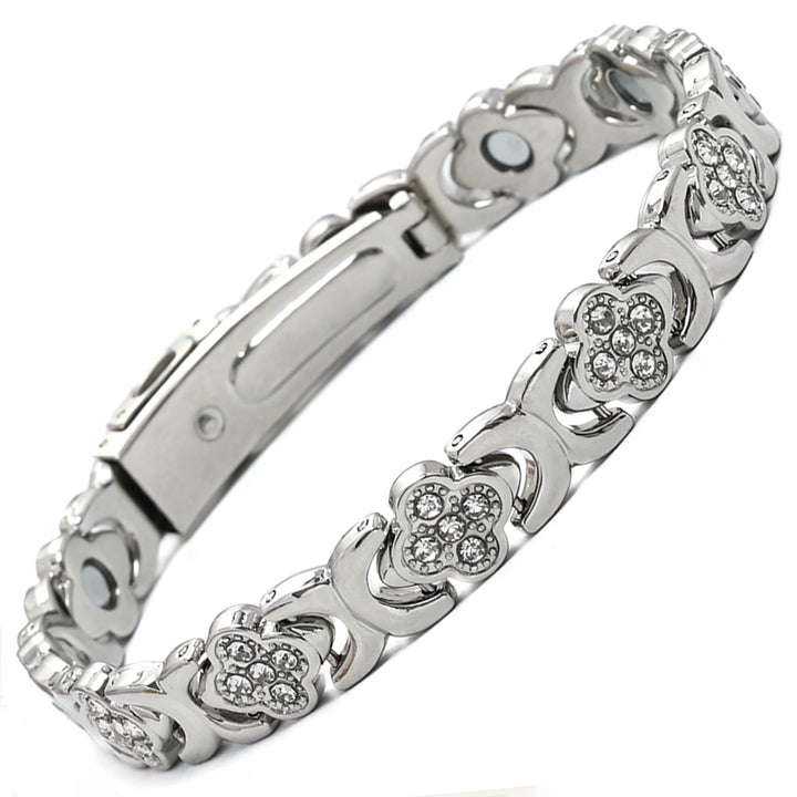 Four-Leaf Clover Diamond-Inlaid Bracelet (Black/Gold/Silver/Rose Gold Versions)