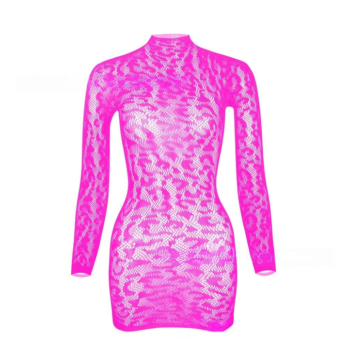 Leopard Lace Mesh Mini Dress