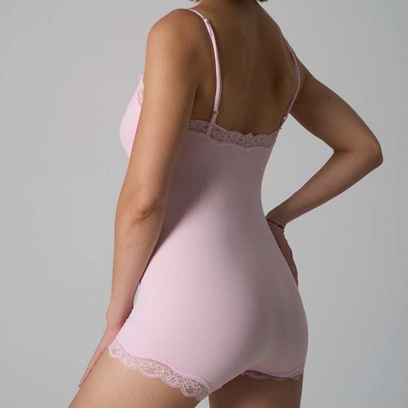 Lace Trim Spaghetti Strap Shapewear Romper