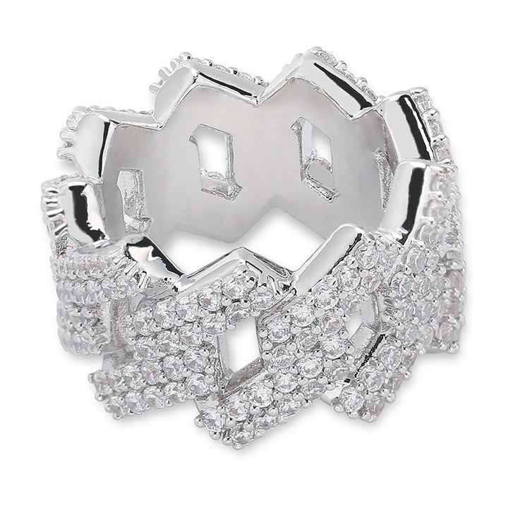 Braided Pattern Full Diamond Ring - Gold/Silver Two-Color Light Luxury Personalized Accessory