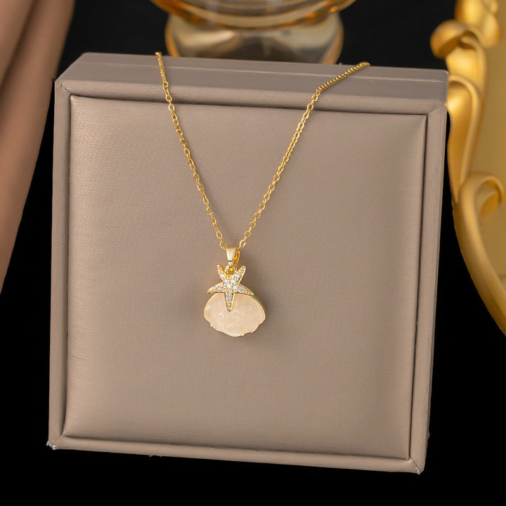 Starfish and Shell Ocean-Style Necklace (Gold/Silver Version)
