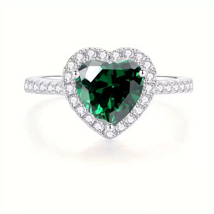 Heart-Shaped Colored Gem Diamond Light Luxury Ring