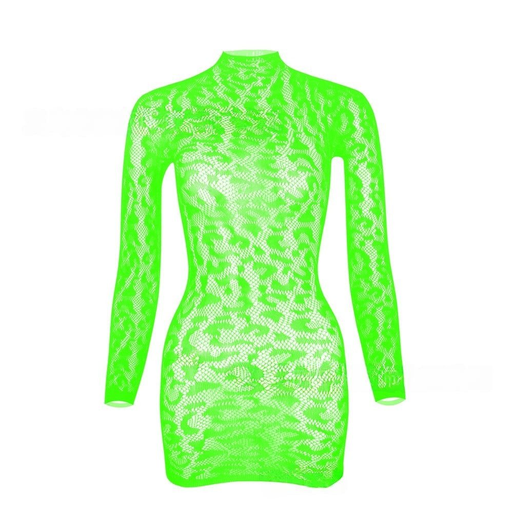 Leopard Lace Mesh Mini Dress