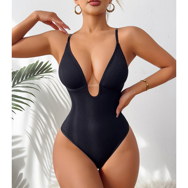 Deep V Ribbed Plunge Bodysuit