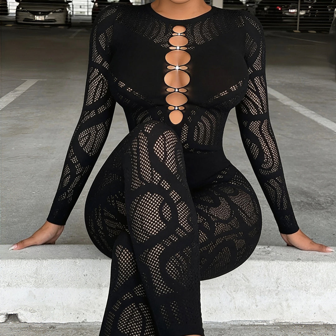 Sexy Cutout Mesh Jumpsuit