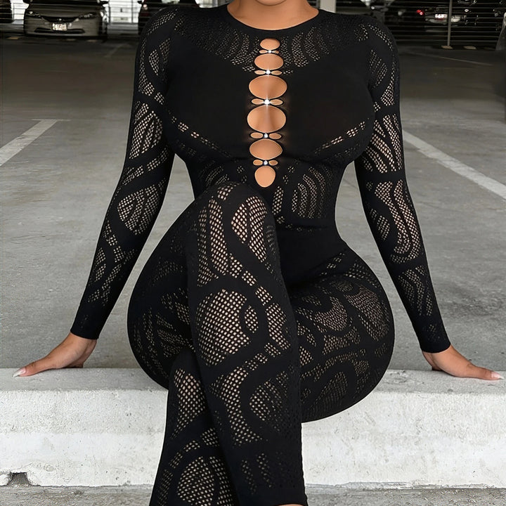 Sexy Cutout Mesh Jumpsuit
