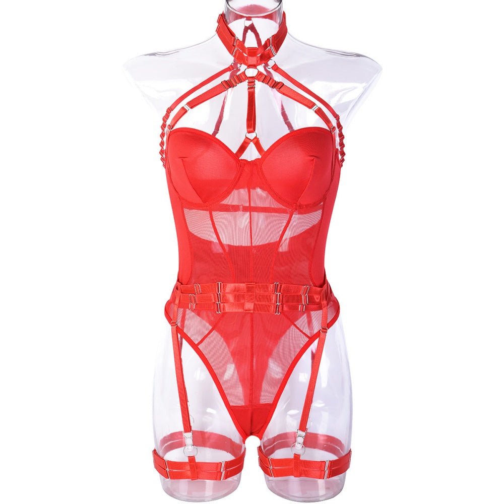 Sheer Mesh Harness Teddy