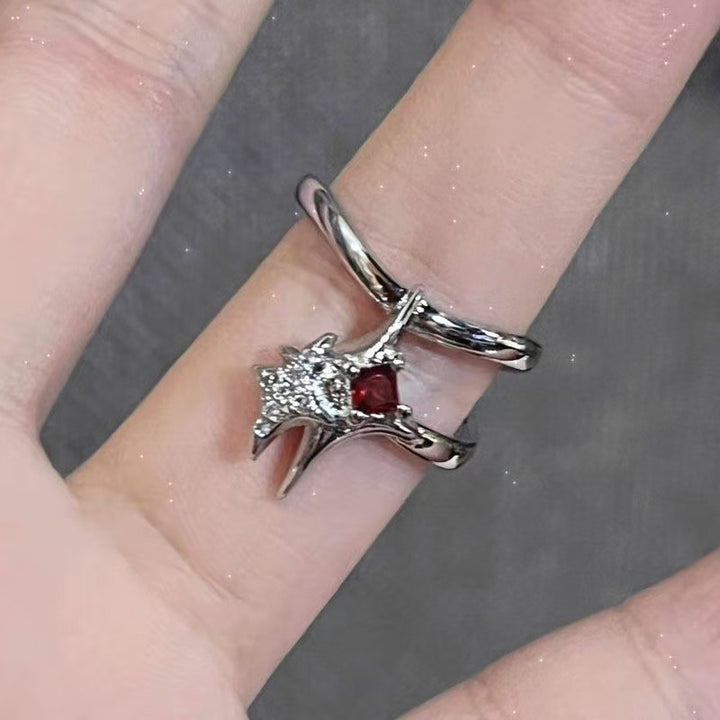 Gothic Dark Red & Black Open Ring - Multi-Style (Thorn/Butterfly/Star) Statement Band