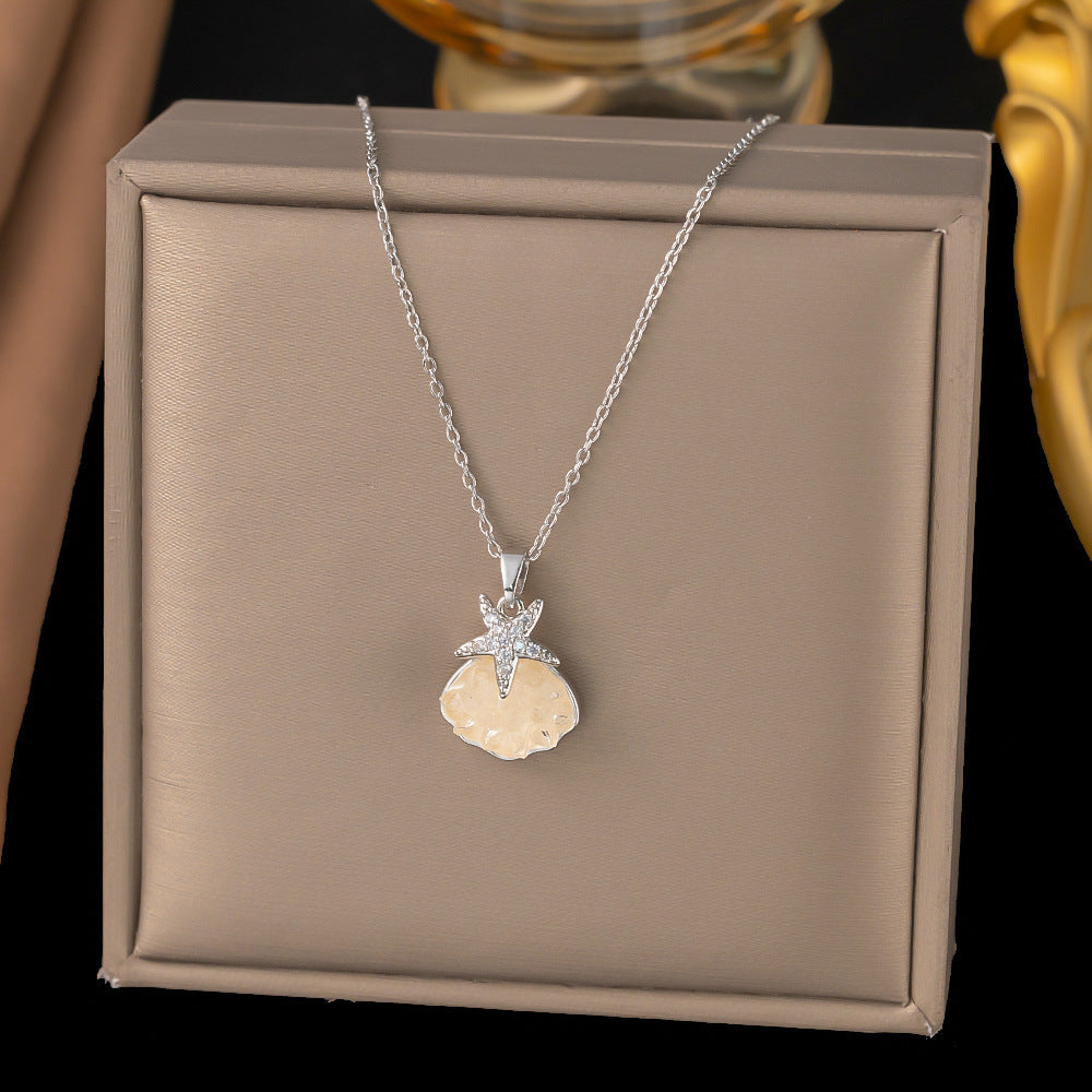 Starfish and Shell Ocean-Style Necklace (Gold/Silver Version)