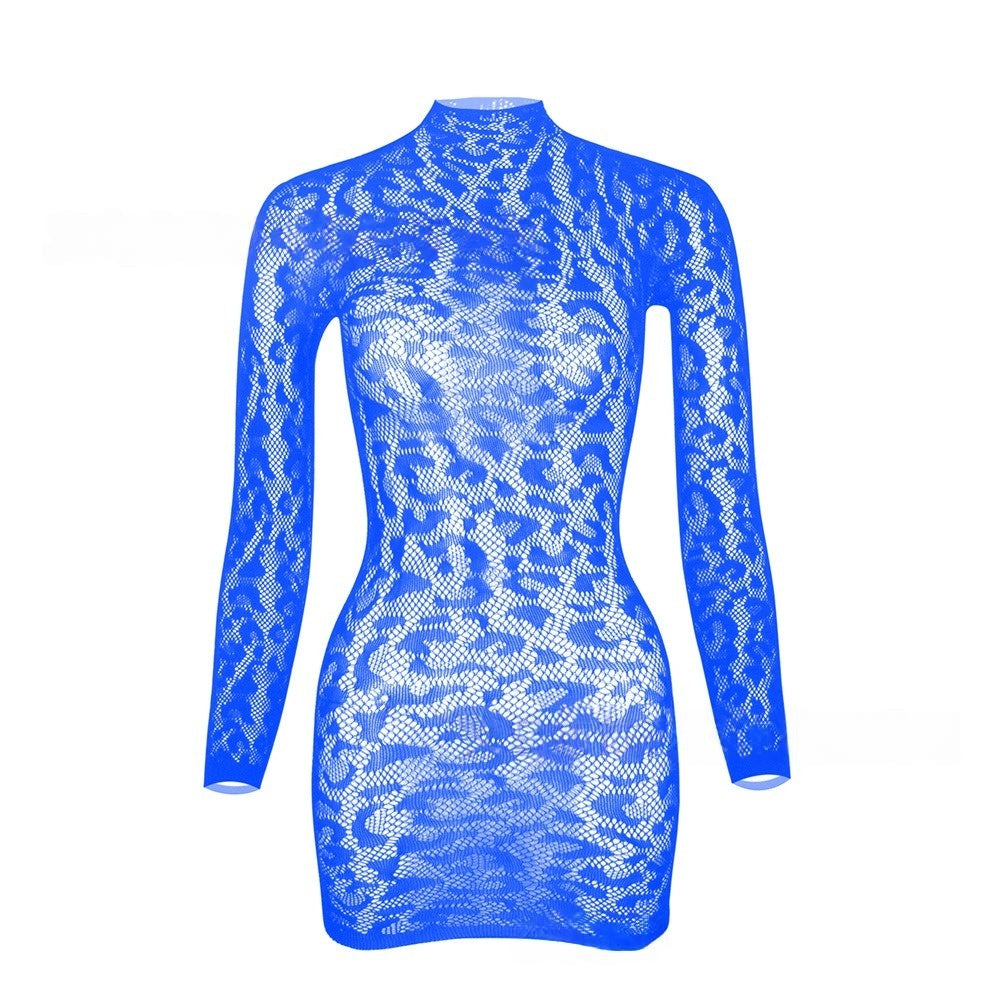 Leopard Lace Mesh Mini Dress
