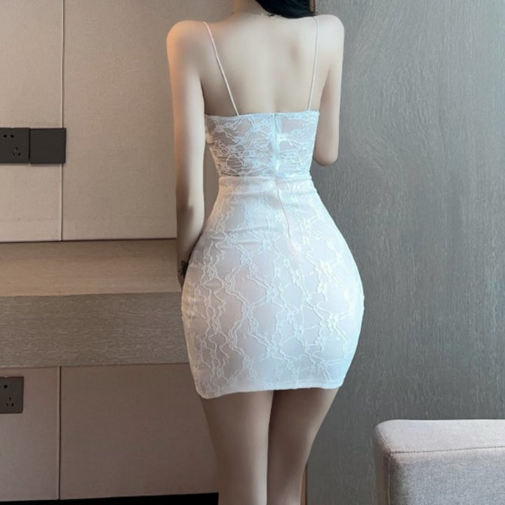 White Lace Bodycon Mini Slip Dress