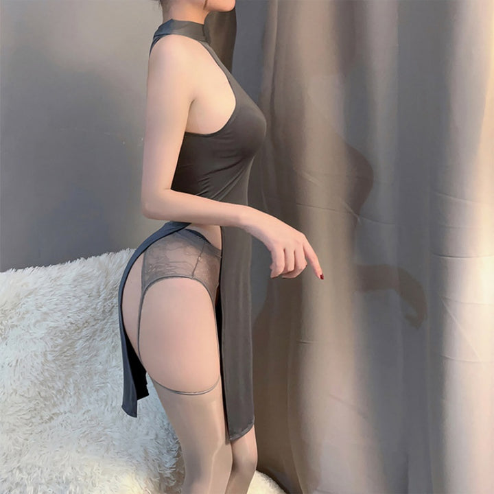 High-Slit Satin Nightdress
