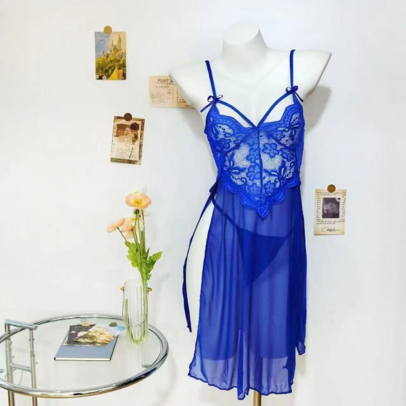 Sheer Mesh Lace Babydoll Chemise