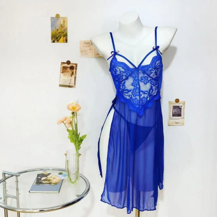 Sheer Mesh Lace Babydoll Chemise