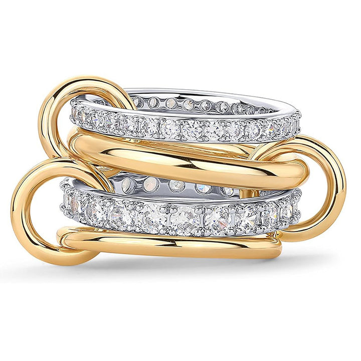Intertwined Dual-Tone Geometric CZ Ring | Modern Minimal Luxury