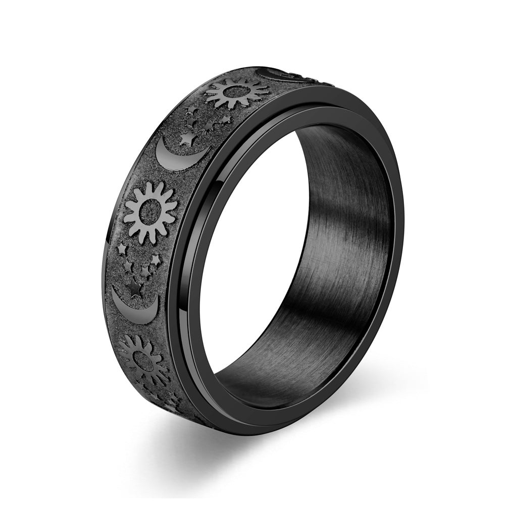 Rotatable Sun-Moon-Star Ring (Black/Gold/Rose Gold/Silver Version)