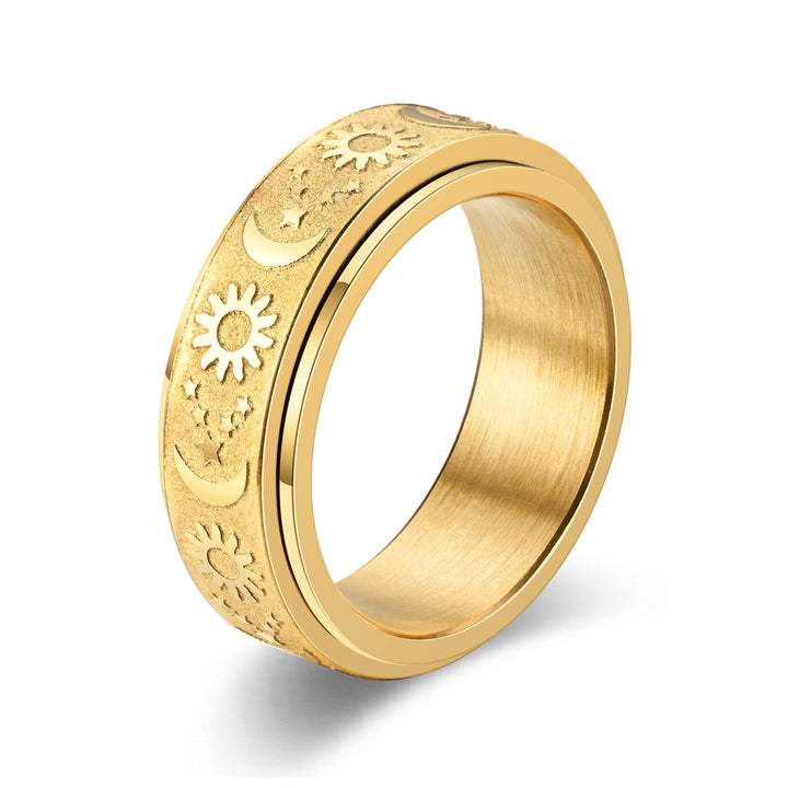 Rotatable Sun-Moon-Star Ring (Black/Gold/Rose Gold/Silver Version)