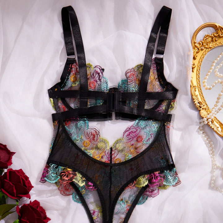 Colorful Floral Embroidered Teddy