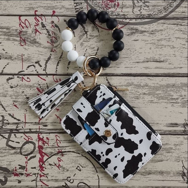 Multi-Style Leather Card Holder + Silicone Bead Tassel Charm - Light Luxury Portable Coin Purse