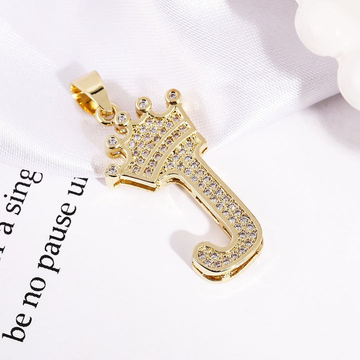 26 Letters Optional Crown Diamond-Encrusted Necklace - Gold/Silver Two-Color Unisex Personalized Light Luxury Accessory