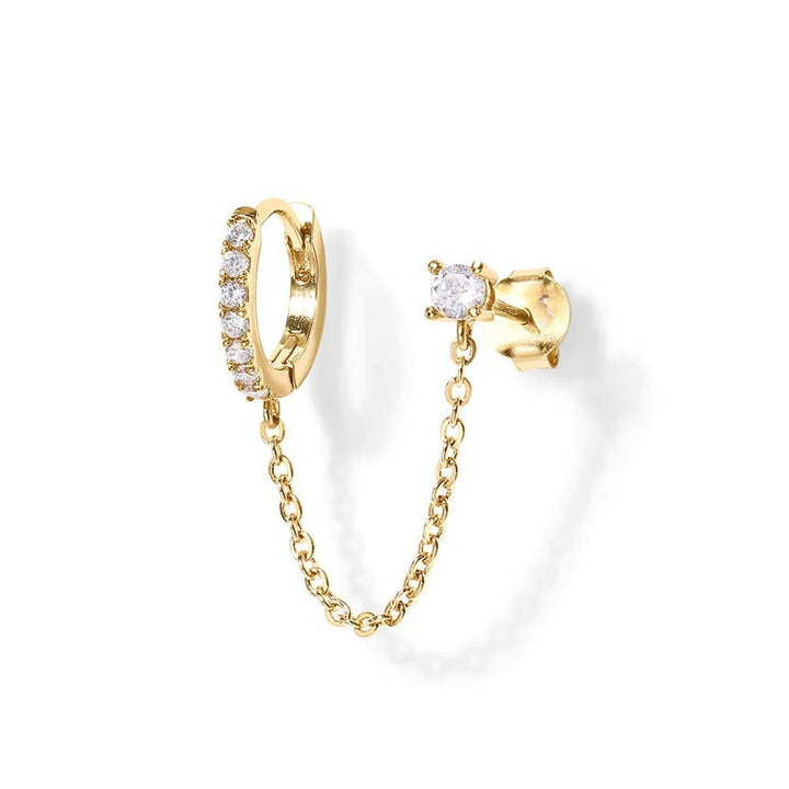 Chain-Linked Double Piercing Earring