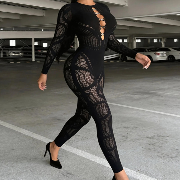 Sexy Cutout Mesh Jumpsuit