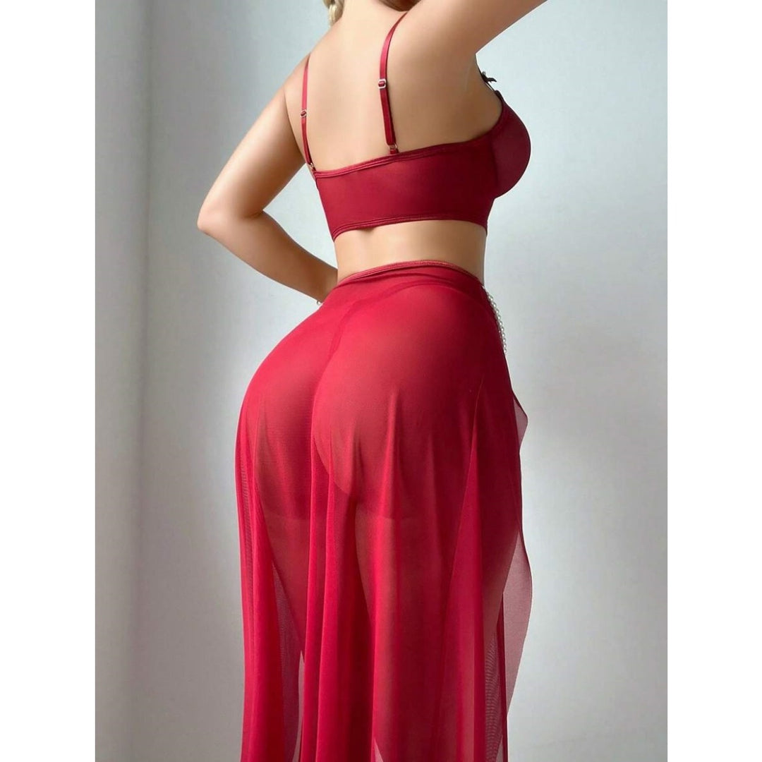 Sexy Two-Piece Lingerie Set with Slit Skirt
