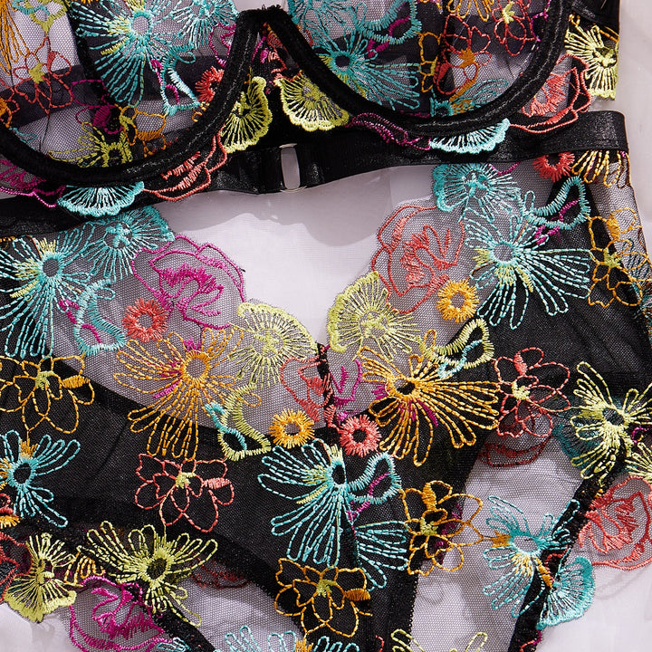 Colorful Floral Embroidered Teddy