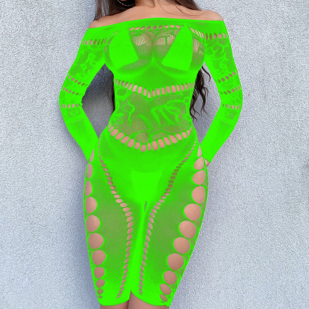 Off-Shoulder Cutout Mesh Bodysuit