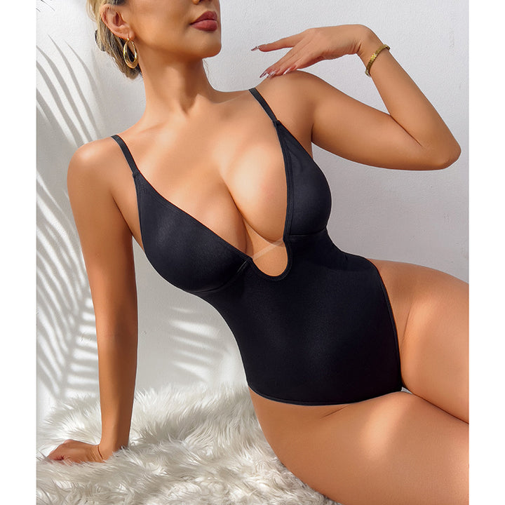 Deep V Ribbed Plunge Bodysuit