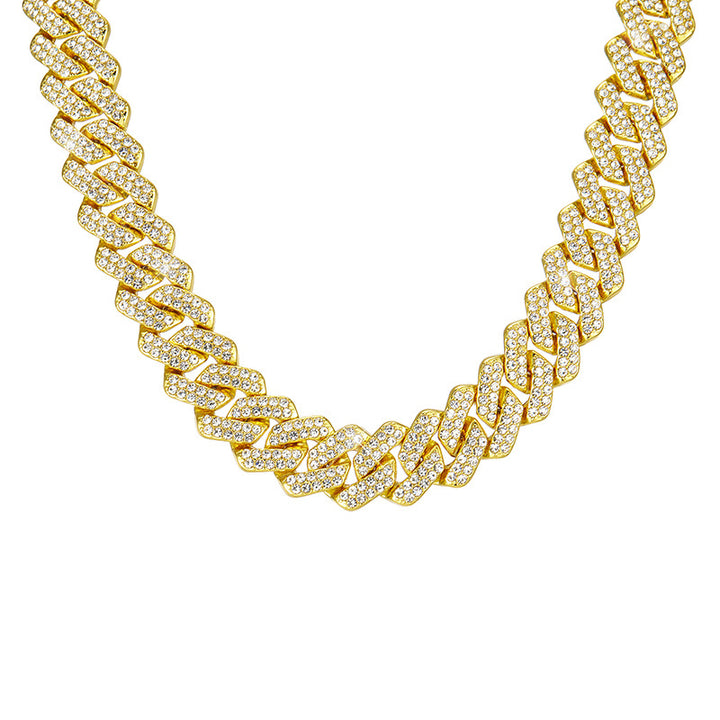 Fully inlaid Cuban chain necklace