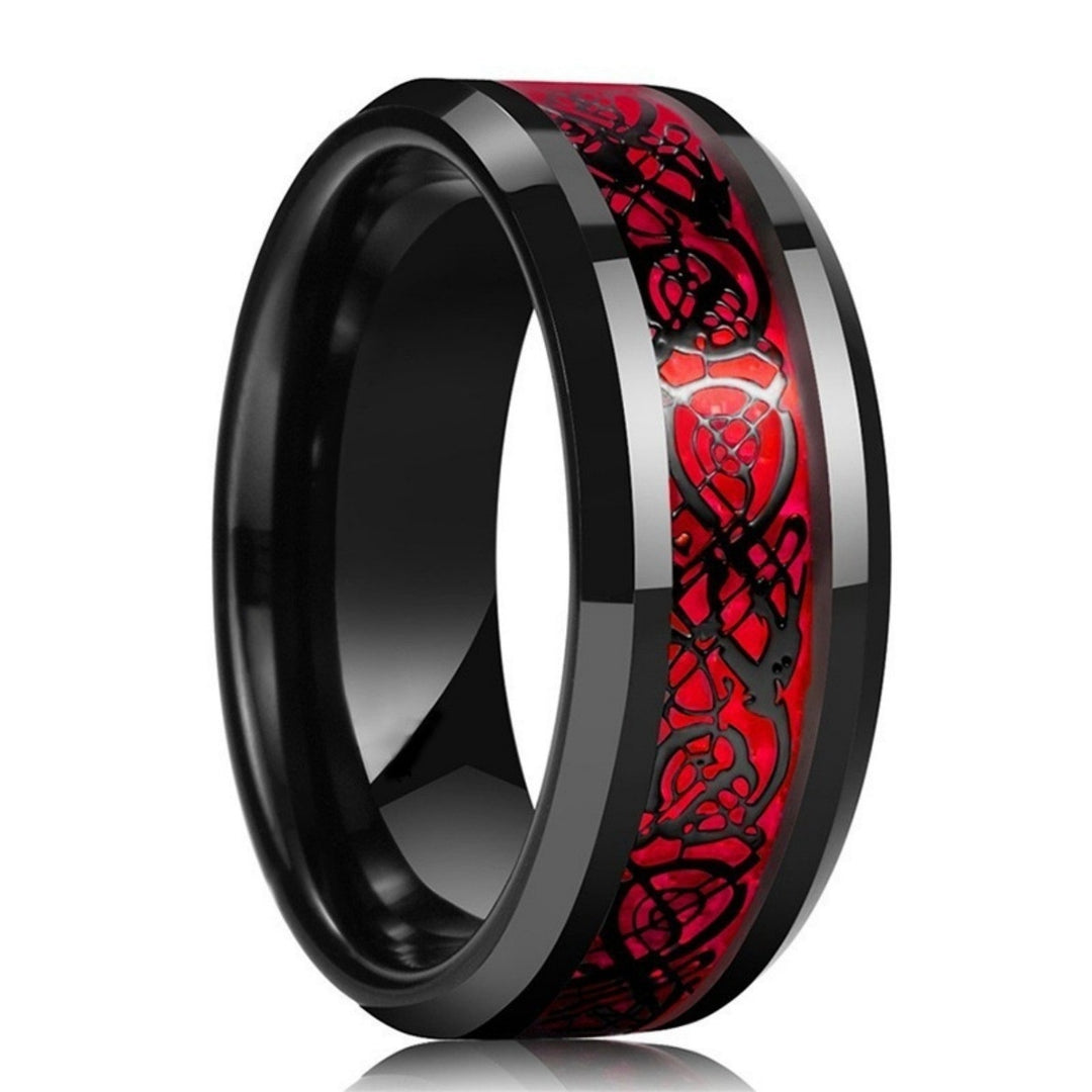 Vintage Dragon Pattern Couple Rings Black-Plated Alloy Gemstone Bands（Free shipping on a pair of rings）