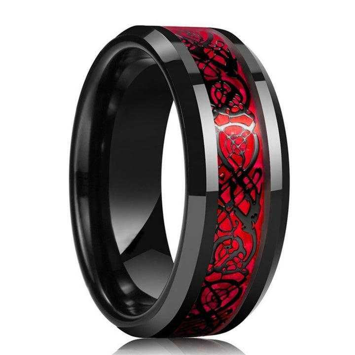 Vintage Dragon Pattern Couple Rings Black-Plated Alloy Gemstone Bands（Free shipping on a pair of rings）